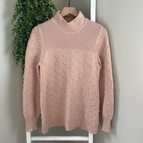 Calvin Klein Polka Dot Knit Sweater Mock Neck Light Pink Women’s size Medium - Picture 1 of 8